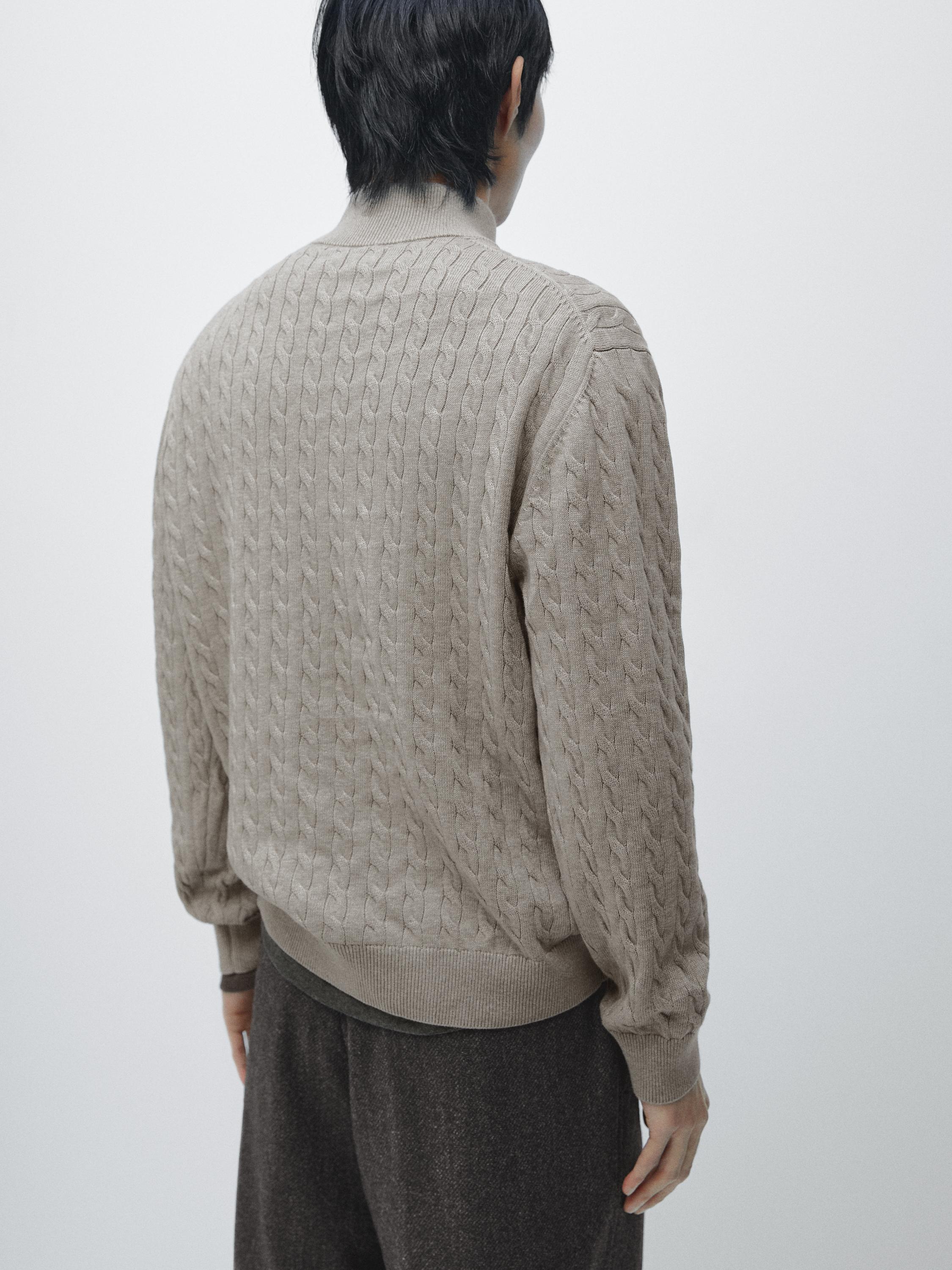 Mock neck knit sweater with zip